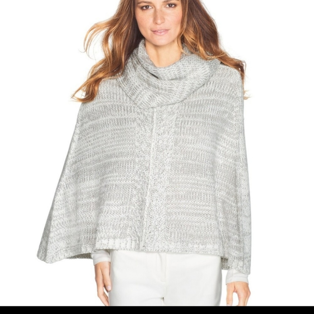 💜 WHBM Knit Poncho w/Cowl Neck Scarf